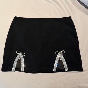 Forever 21 Black Mini Skirt with Rhinestone Accents